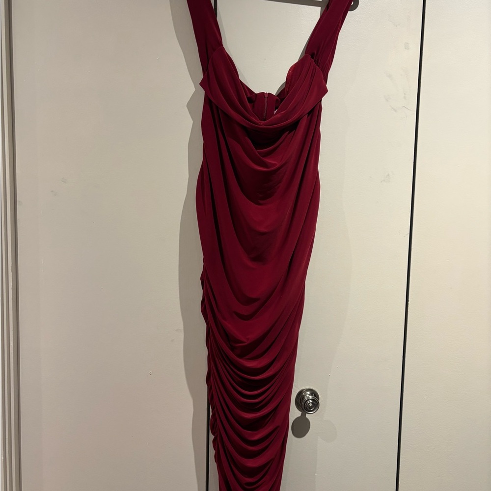 Club L London Burgundy Backless Dress